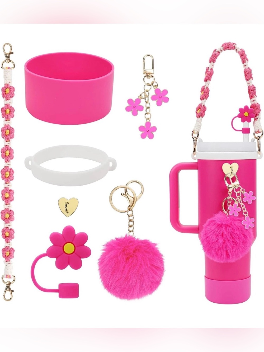 Stanley cup accessories set in pink.